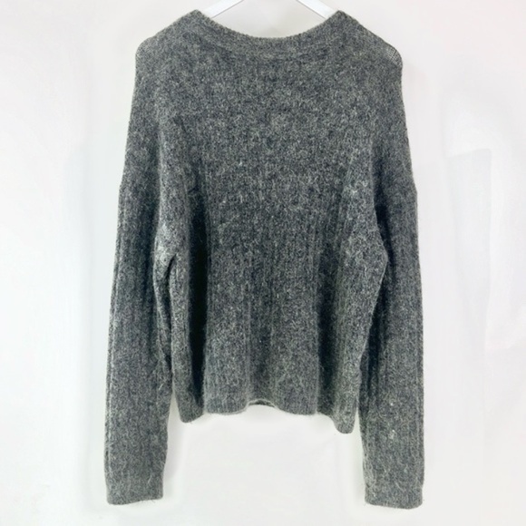 Acne Studios Dramatic Mohair Grey Melange Ribbed Sweater - Picture 2 of 8